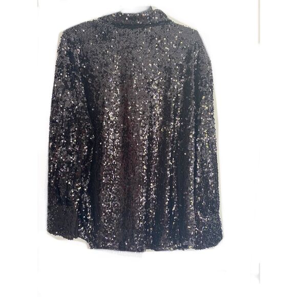 NWT 4th Reckless Black Sequin Oversized Button Up Shirt - Picture 8 of 12